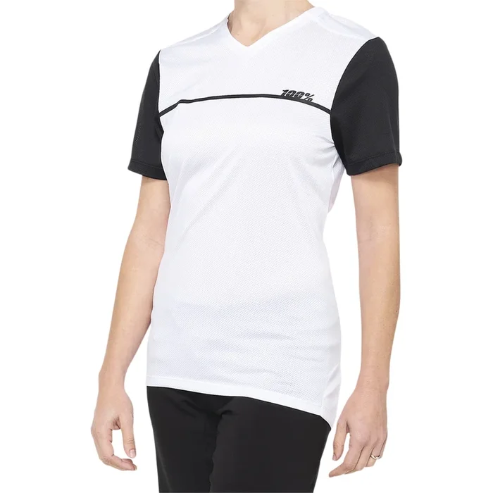 100% Women’s Ridecamp Short-Sleeve Jersey White/Black