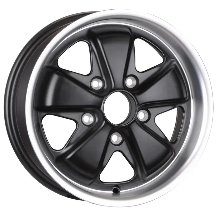 17×7.5 Porsche Fuchs Style Wheel Black / DC lip 5x130mm bp