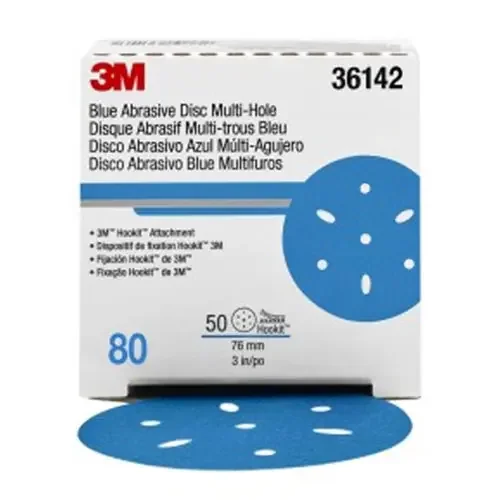 3M Hookit 3″ Multi-Hole Blue Abrasive Discs