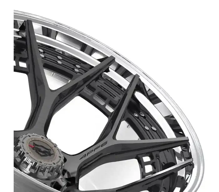 4Play Wheels 4PLAY Wheel 24×14 4PF6 Polished Barrel with Tinted Clear Center Rim Hummer H2 2003-2010 4PF6-24140-8650-76BG-P