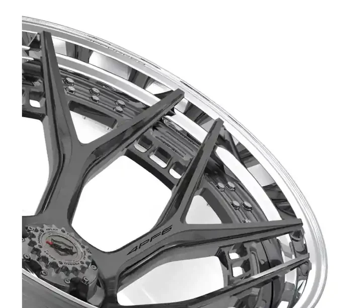 4Play Wheels 4PLAY Wheel 24×14 4PF6 Polished Barrel with Tinted Clear Center Rim Jeep Grand Cherokee 1999-2022 4PF6-24140-5D55-76BG-P