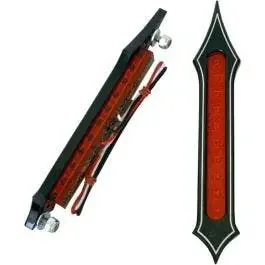 Accutronix Black Tribal Slotted Red Lens LED Sadddlebag Bag Lights Turn Brake