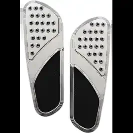 Accutronix FBF01-DVC Chrome Knurled Drilled Front Floorboards Harley 84-Up
