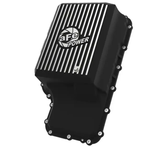 aFe 20-21 Ford Truck w/ 10R140 Transmission Pan Black POWER Street Series w/ Machined Fins 46-71220B