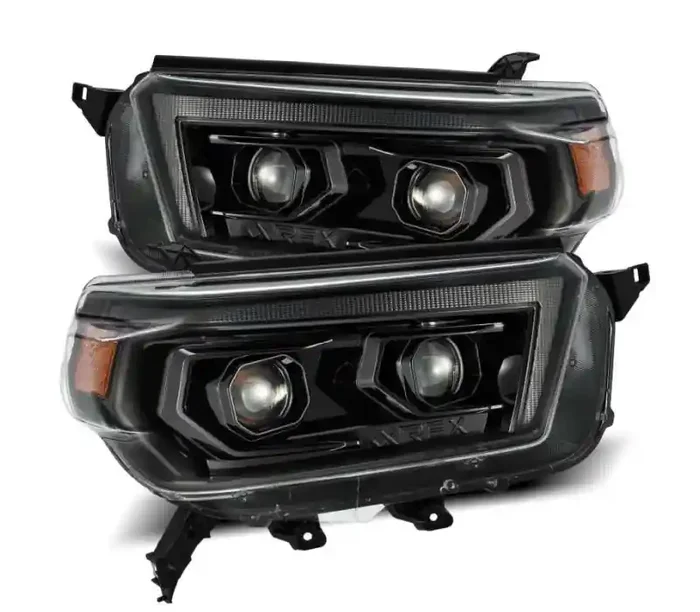 AlphaRex 10-13 Toyota 4Runner LUXX LED Proj Headlights Plank Style Alpha Black w/Seq Signal/DRL 880756