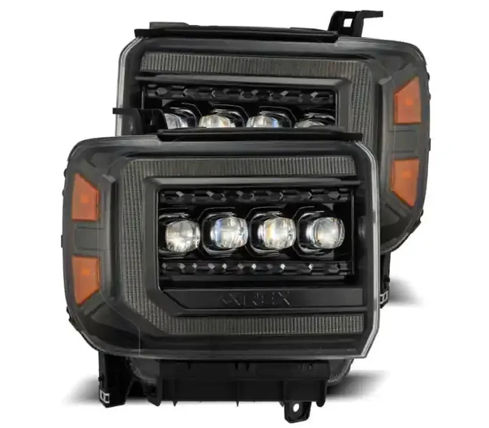 AlphaRex 14-18 GMC Sierra NOVA LED Proj Headlights Plnk Style Alpha Blk w/Activ Light/Seq Signal/DRL 880616