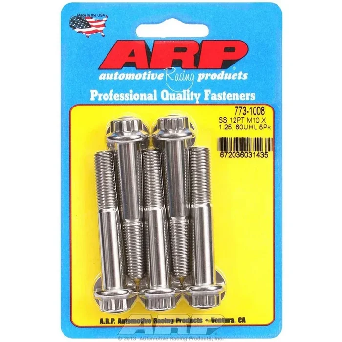 ARP Bolt – 60 mm Long – 12 mm 12 Point Head – Stainless – Polished – Universal – (Set of 5)