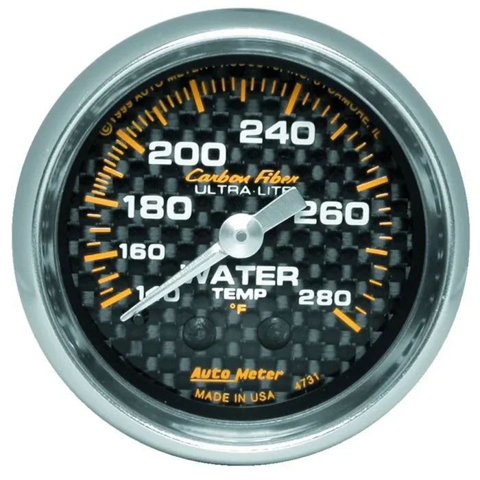 Auto Meter Carbon Fiber Water Temperature Gauge – 2-1/16 ” – 140°-280° F