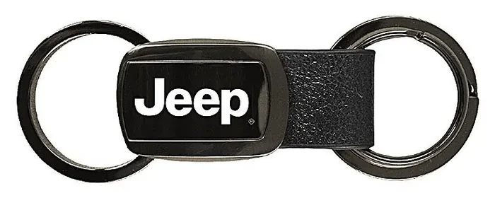 Automotive Gold KC1050.JEE.GM Au-Tomotive Gold Jeep Logo Leather Double Valet Keychain in Polished Gunmetal Finish