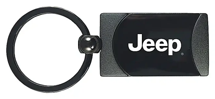 Automotive Gold KC1060.JEE.GM Jeep Logo Rectangular Keychain in Two Toned Gunmetal Finish
