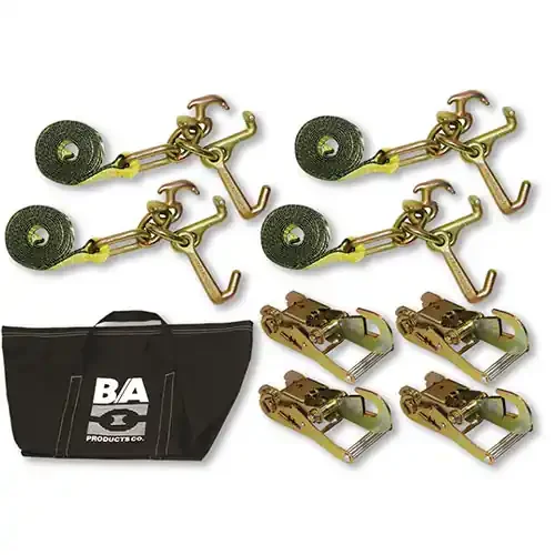 B/A Towing Tie-Down Kit with 8″ Cluster Straps, Snap Hook Ratchets & Bag