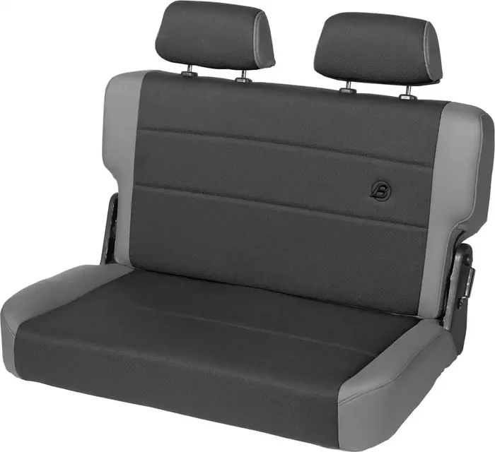Bestop TrailMax II Fold & Tumble Rear Bench Seat in Fabric for 55-95 Jeep CJ5, CJ6, CJ7, CJ8 Scrambler & Wrangler YJ
