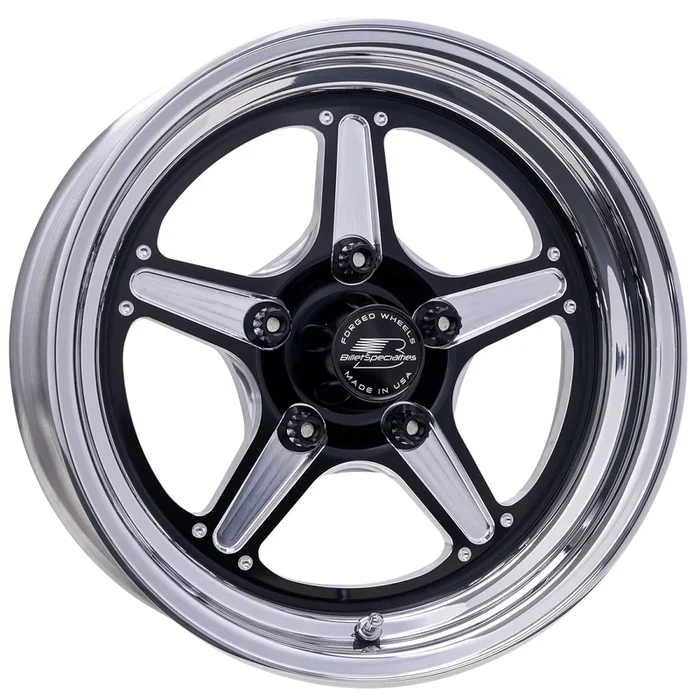 Billet Specialties Street Lite Aluminum Wheel – 15 x 8 in – 4.5 in Backspace – 5 x 4.75 in Bolt Pattern – Black / Machined Center