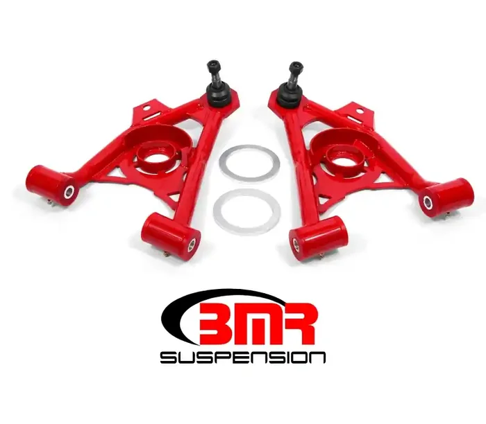 BMR Suspension BMR 94-04 Mustang Lower Non-Adj. A-Arms (Poly) w/ Tall Ball Joint / Spring Pocket – Red AA043R