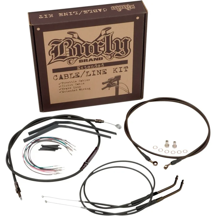 Burly Brand Complete Black Vinyl Handlebar Cable/Brake Line Kit For 12 ” [MPN: B30-1039]