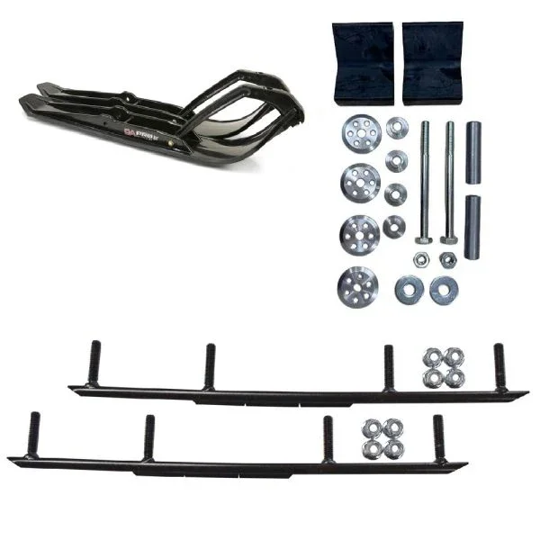 C&A Pro Black XPT Snowmobile Skis w/ 6″ Round Bars Complete Kit Lynx 2022+ Rave, Commander, Ranger, Xterrian