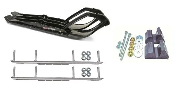 C&A Pro Black XPT Snowmobile Skis w/ 6″ Shaper Bars Complete Kit Yamaha Trailing Arm & Apex/Vector