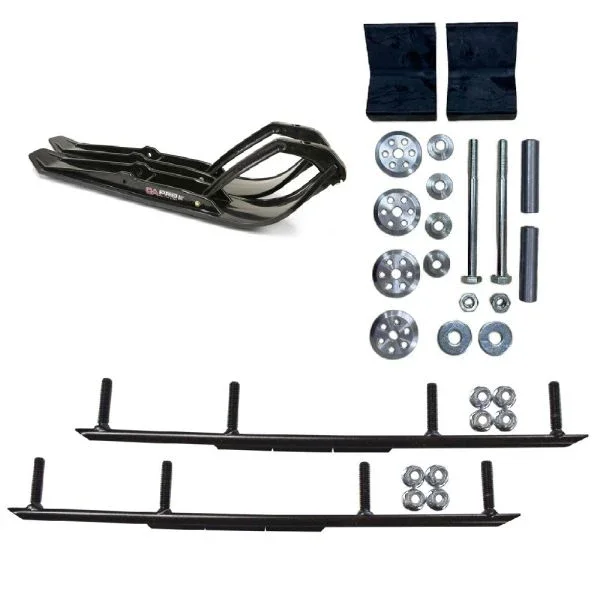 C&A Pro Black XPT Snowmobile Skis w/ 8″ Round Bars Complete Kit Arctic Cat 2016+ M-Series / Blast / Riot X