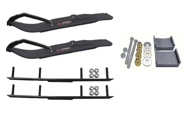 C&A Pro Black XT Snowmobile Skis w/ 4″ Round Bars Complete Kit Ski-Doo S-Chassis DSA