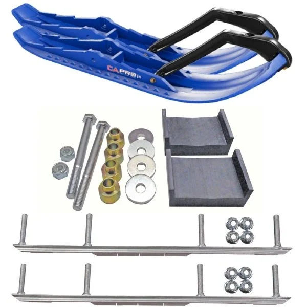 C&A Pro Blue TMX Snowmobile Skis w/ 9″ Shaper Bars Complete Kit Ski-Doo S-Chassis DSA