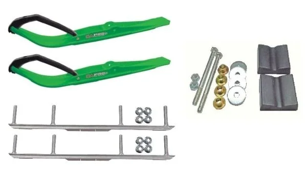 C&A Pro Green Razor Snowmobile Skis w/ 4.5″ Shaper Bars Complete Kit Arctic Cat 2012+ Viper 2014+ Except 2016 Procross