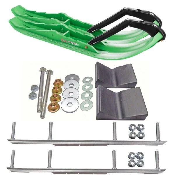C&A Pro Green TMX Snowmobile Skis w/ 7.5″ Shaper Bars Complete Kit Ski-Doo ZX[ADSA]/REV/RT/XPXM 2000 & Newer
