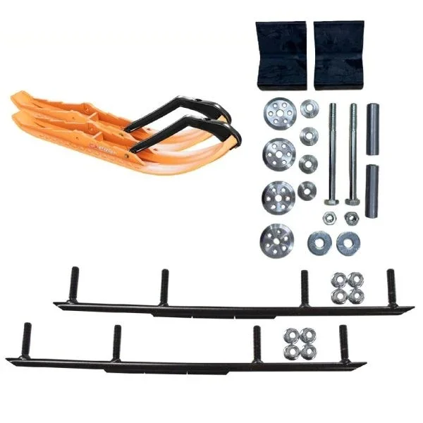 C&A Pro Orange TMX Snowmobile Skis w/ 10″ Round Bars Complete Kit Arctic Cat 2016+ M-Series / Blast / Riot X