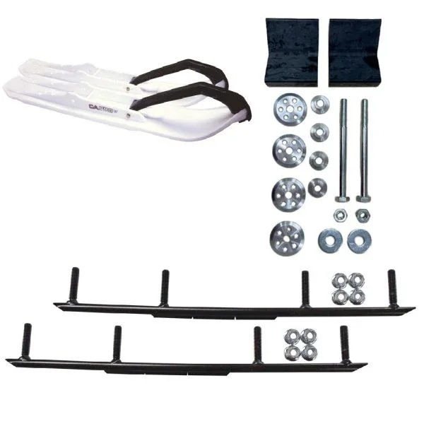 C&A Pro White XCS Snowmobile Skis w/ 4″ Round Bars Complete Kit Arctic Cat 2012+ Non M-Series