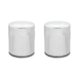 Chrome 10 Micron Oil Filter x2 Custom Chrome Harley Twin Cam M8 Repl 63798-99