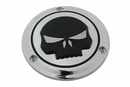 Chrome 3 Hole Skull Derby Cover fits Harley-Davidson 42-0267 V-Twin