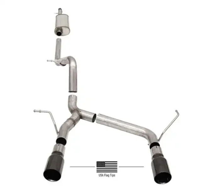 CORSA Performance Corsa 07-18 Jeep Wrangler JKU 3.6L/3.8L 2.75in Sport Cat-Back Exhaust w/ 4in American Flag BlacTips 21122BLKUSA