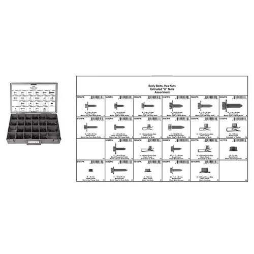 Disco Automotive Universal Body Bolts and Nut Assortment in Metal Tray