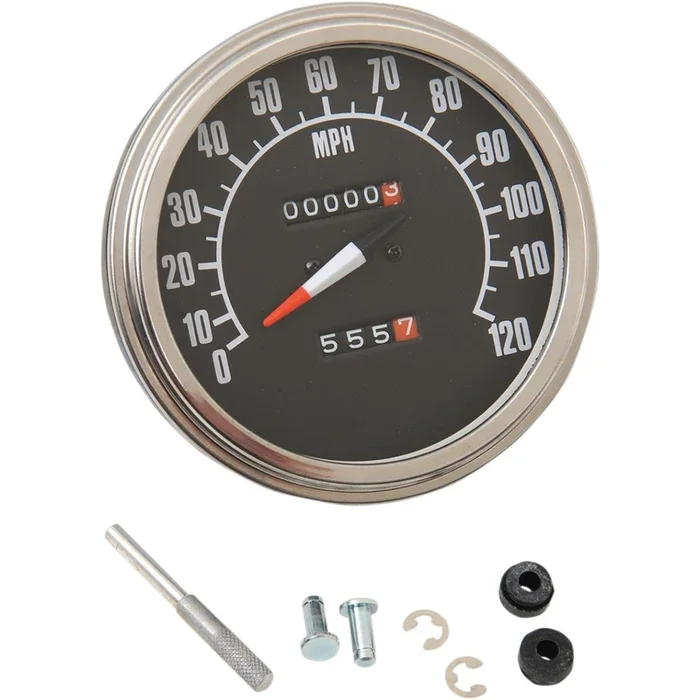 Drag Specialties 5 ” MPH FL-Style 1:1 Speedometer – ’68-’84 Black Face DS-243861