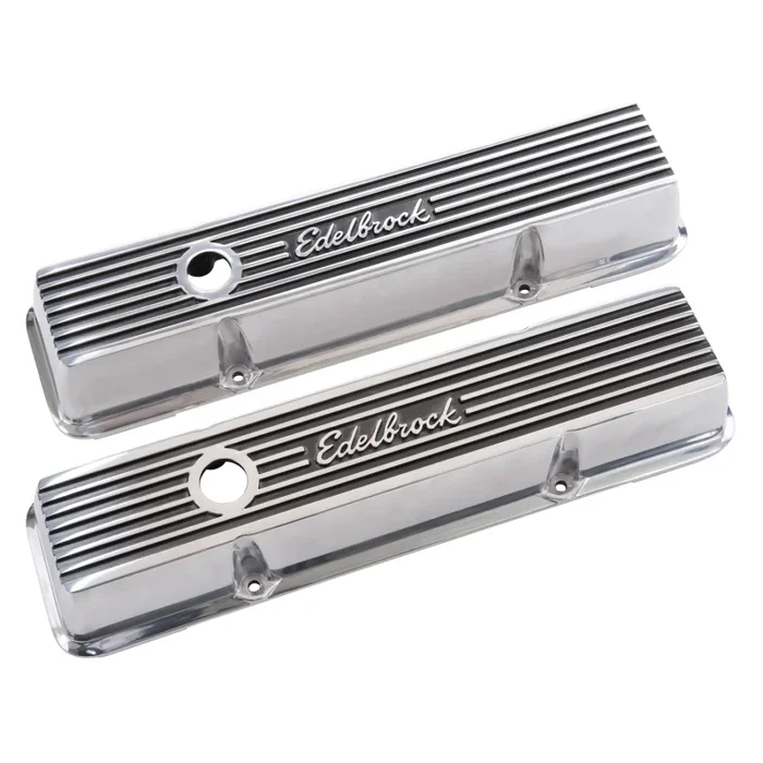 Edelbrock Elite II Valve Covers Short Baffled Breather Hole – Edelbrock Logo