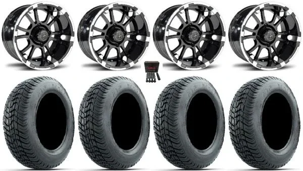 Fairway Alloys Sixer 12″ Wheels Bk 215×35 Mamba Street Tires E-Z-GO&Club Car