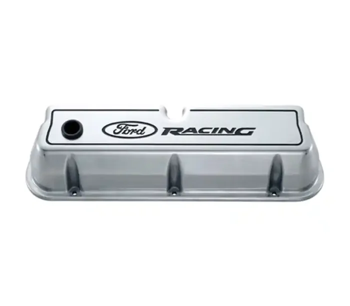 Ford Racing Logo Die-Cast Black Valve Covers Polished 302-001