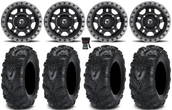 Fuel Anza Black 14″ Wheels 28″ Mud Lite II Tires Yamaha Viking Wolverine YXZ1000R