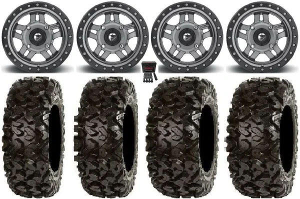 Fuel Anza Gunmetal 14″ Wheels 26″ Rip Saw Tires Sportsman 550 850 1000