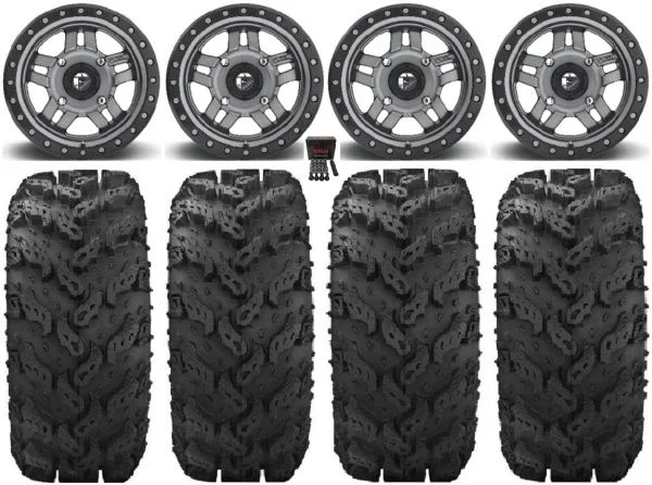 Fuel Anza Gunmetal 14″ Wheels 28″ Reptile Tires Polaris Sportsman / RZR / Ranger