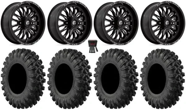 Fuel ARC 18″ Wheels Black 40″ MotoRavage XL Tires Kawasaki Teryx Mule
