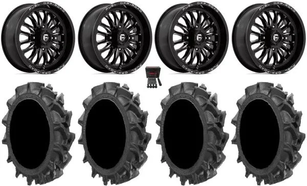 Fuel ARC 24″ Wheels Black 42″ MotoHavok Tires Can-Am Maverick X3 / Honda Pioneer 1000 / Talon
