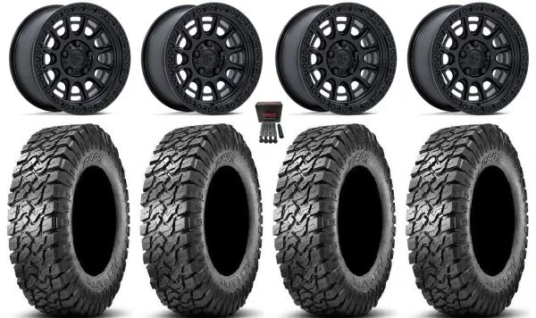 Fuel Cycle 15″ Wheels Black +10mm 32″ Predator Tires CFMoto UForce U10 Pro / U10 XL Pro / ZForce Z10 / Z10-4