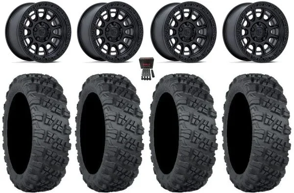 Fuel Cycle 15″ Wheels Black +10mm 33″ Versa Cross V3 Tires Polaris RZR Turbo R & Pro R Ranger 1500 Xpedition