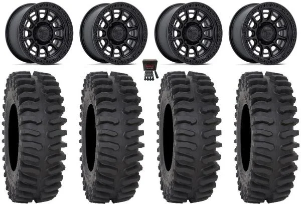 Fuel Cycle 15″ Wheels Black +38mm 30″ XT400 Tires Can-Am Commander Maverick Renegade Outlander Defender