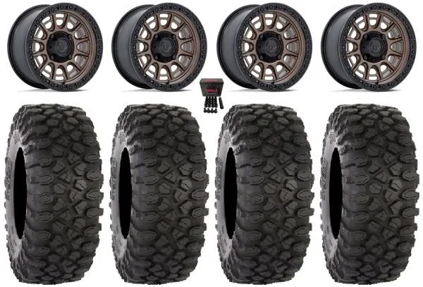 Fuel Cycle 15″ Wheels Bronze +10mm 33″ XC450 Tires Kawasaki Mule Pro FXT KRX / Yamaha Wolverine RMAX / YXZ 2019+