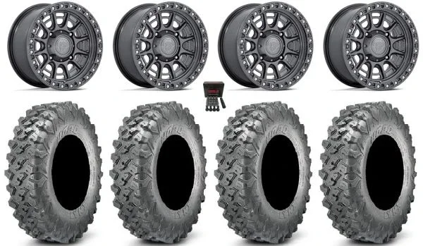 Fuel Cycle 15″ Wheels Gunmetal +10mm 35″ Lynx SXS Tires Can-Am Commander Maverick Renegade Outlander Defender