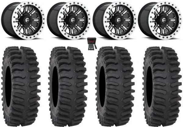 Fuel Hardline Beadlock 15″ Wheels Black 30″ XT400 Tires Kawasaki Teryx Mule