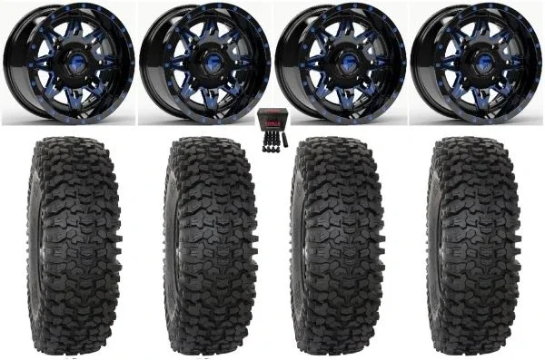 Fuel Lethal 15″ Wheels Blue 37″ RC500 Tires Kawasaki Teryx Mule