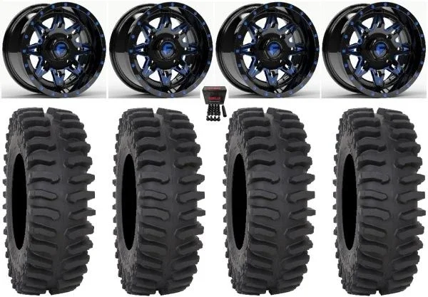 Fuel Lethal Blue 15″ Wheels 33″ XT400 Tires Kawasaki Mule Pro FXT KRX / Yamaha Wolverine RMAX / YXZ 2019+