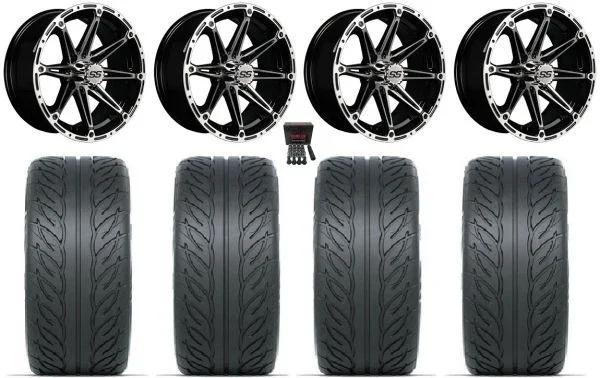 GTW Element 14″ Golf Wheels Machined 255×45 Fusion GTR Tires E-Z-GO & Club Car